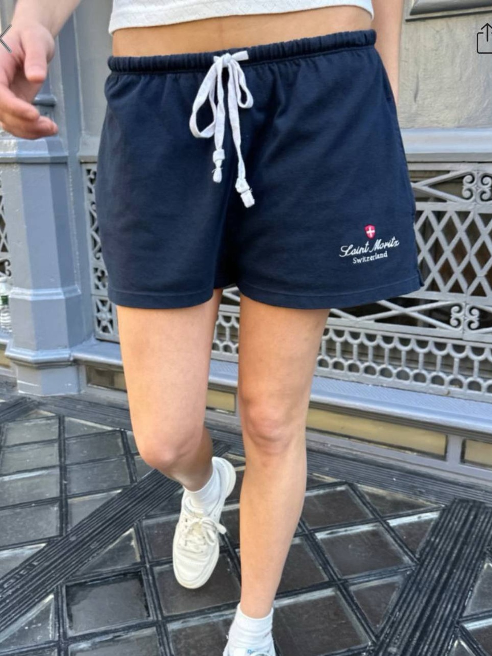 Brandy Melville Rosa St Moritz Switzerland Navy Sweat Shorts
